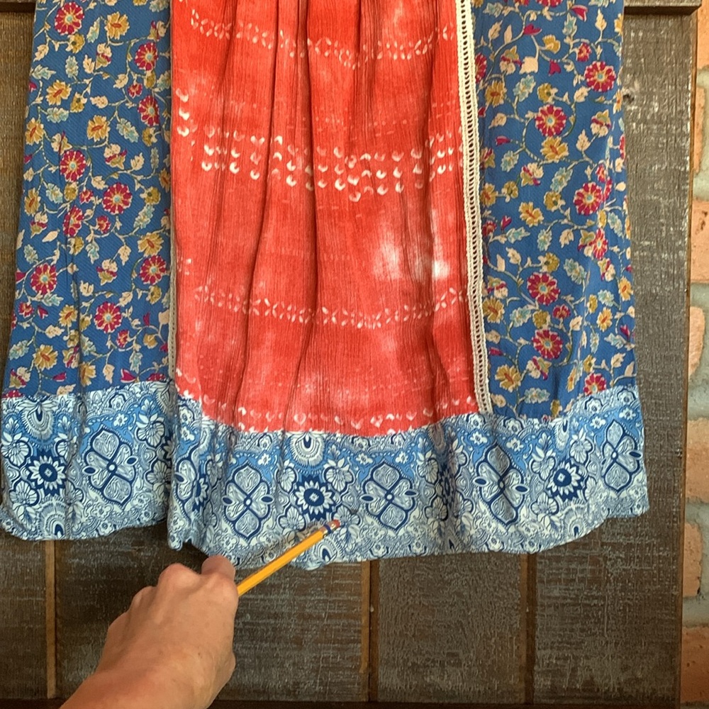 Sundance boho dress midi high low lovely draping floral patchwork medium - Picture 16 of 17
